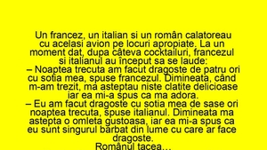 BANCUL ZILEI | Un francez, un italian și un român călătoreau cu avionul