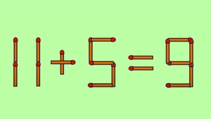 Test IQ exclusiv pentru genii | 11 + 5 = 9 este greșit. Pentru a corecta egalitatea, mutați un singur chibrit