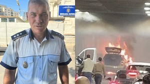 Polițistul-erou care a reușit să salveze persoanele din fumul dens din Pasajul Unirii, unde o mașină a luat foc marți dimineață