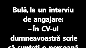 BANC | Bulă, la un interviu de angajare