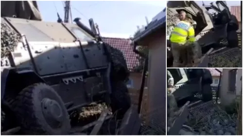 Un blindat al NATO a „atacat” o curte din județul Covasna. Vehiculul fusese scos pentru un exercițiu militar