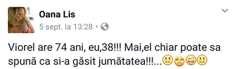 Cum râde Oana de Viorel Lis. “El are 74 de ani, eu…”