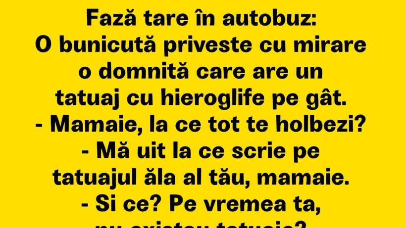BANCUL ZILEI | Bătrâna curioasă și tânăra tatuată