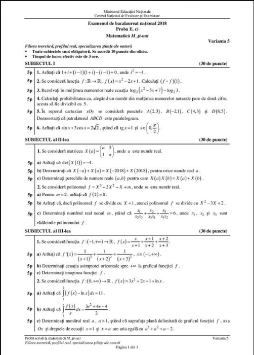 Subiecte BAC 2019. Ce poate pica la limba română și la matematică