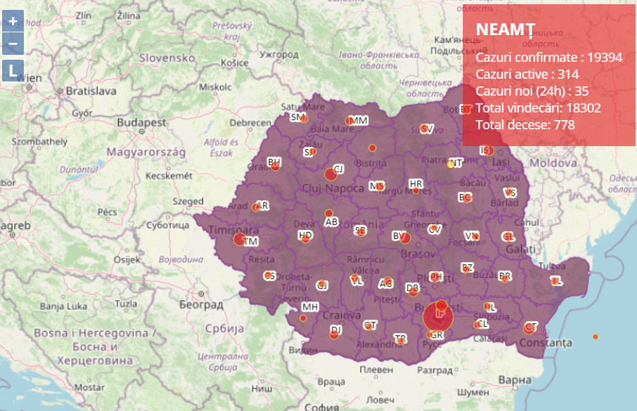 Covid-19 în județul Neamț, România la data de 1 septembrie 2021.