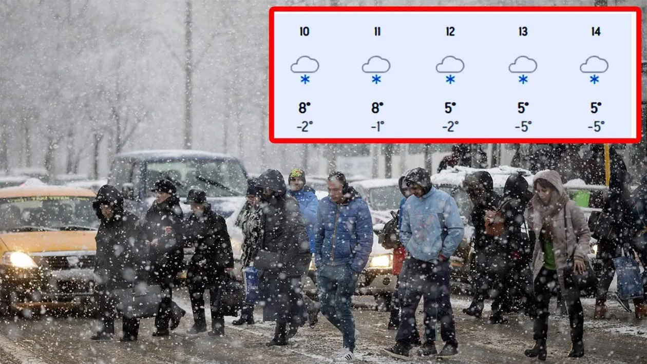5 zile la rând de ninsoare în aceste orașe din România, începând de marti, 10 martie, potrivit meteorologilor Accuweather