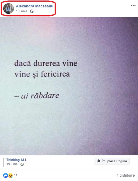 Ce mesaj dureros a postat Alexandra Măceșanu pe Facebook înainte să fie răpită și omorâtă în Caracal