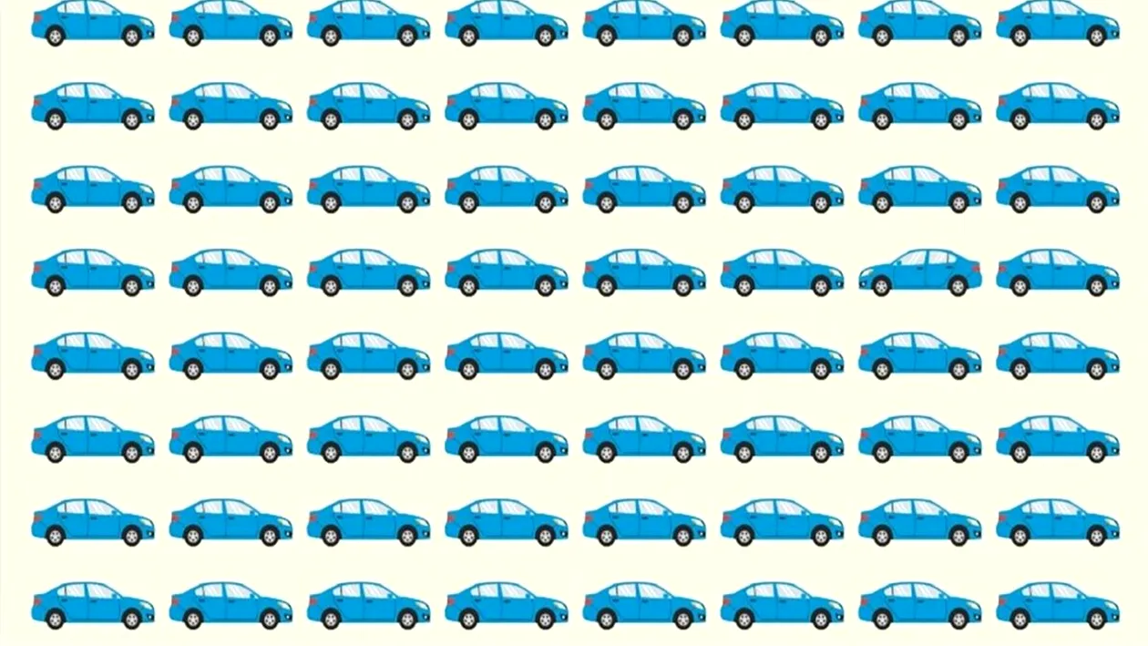 Test de logică | O singură mașină din cele 64 din imagine este diferită! O puteți identifica?
