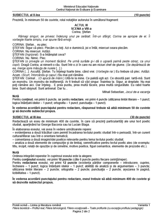BAC 2018 sesiunea de toamnă. Rezolvarea subiectelor limba română, de la EDU.RO