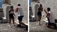 Nu e un banc! Ce a pățit acest tânăr în Santorini, după ce s-a așezat în genunchi pentru a-și cere iubita în căsătorie