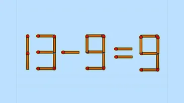 Test de inteligență | Mutați un singur băț, pentru a transforma 13 - 9 = 9 într-o egalitate corectă