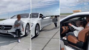 VIDEO ȘOCANT. Un copil de 5 ani din Craiova conduce singur Mercedesul de lux al tatălui său
