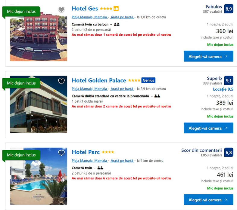 Să vezi și să nu crezi! Câți lei a ajuns acum o noapte, pentru 1 Mai, la un hotel de 4 stele din Mamaia