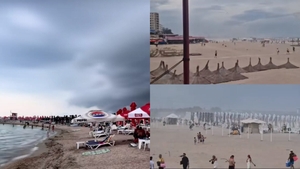 Plajele din Eforie Nord au fost „măturate” de o furtună de nisip. E cod galben de vijelii în Dobrogea