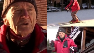 Povestea incredibilă de viață a lui Gheorghe Eftimie, o legendă a pârtiilor din Brașov. Pe schiuri, la 96 de ani!