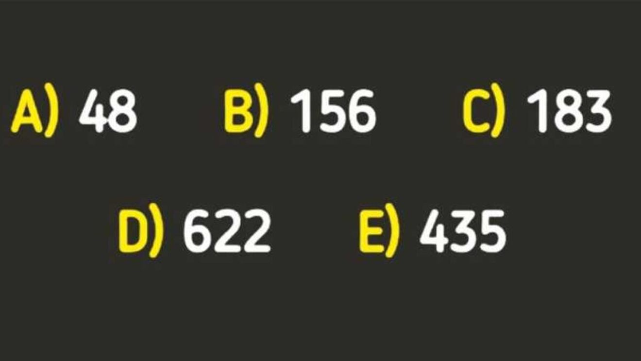 Test de inteligență pentru genii | Care număr nu are ce căuta în această serie: 48, 156, 183, 622, 435?