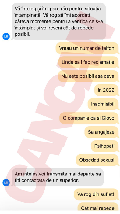Tânără din Capitală, hărțuită de livratorul Glovo