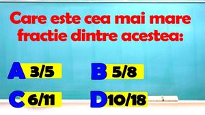 Test IQ | Care e cea mai mare fracție dintre acestea: 3/5, 5/8, 6/11 sau 10/18?