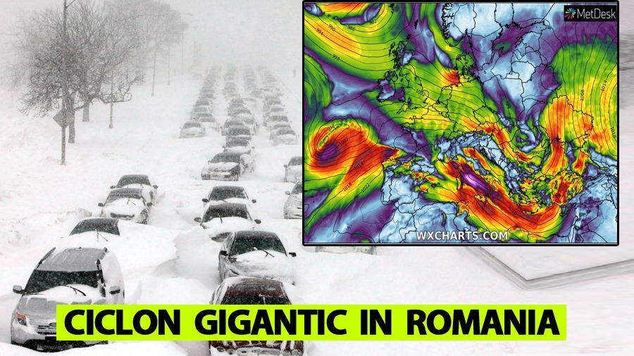 ANM, în alertă! Un ciclon mediteranean gigantic ajunge în România. Sunt anunțate ninsori viscolite și temperaturi foarte mici
