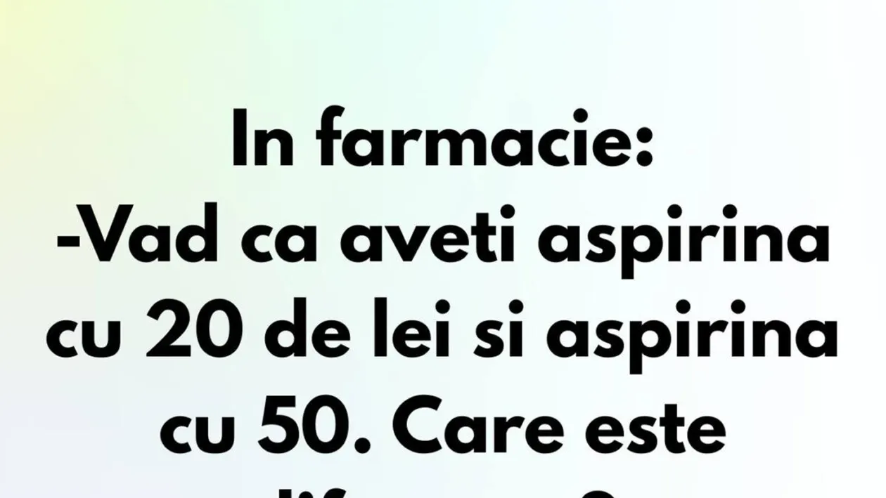 Bancul de weekend | Ce este aspirina la 50 lei, de fapt