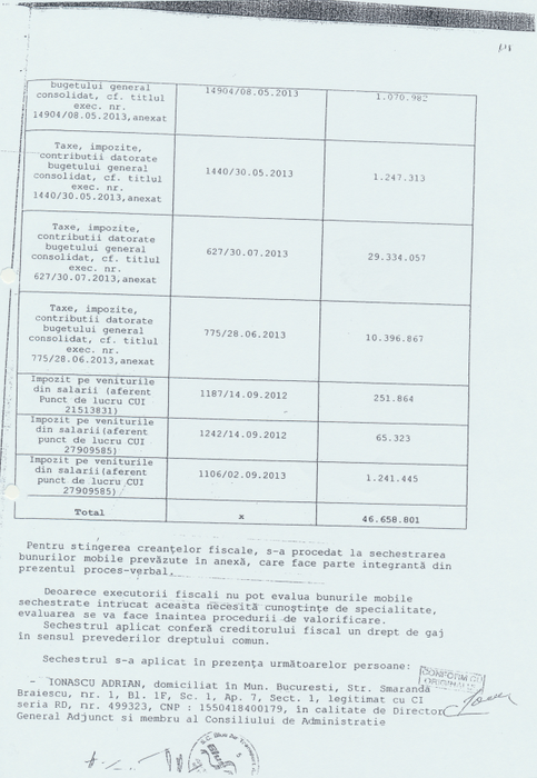 Proces verbal de sechestru pentru bunuri mobile - a doua pagină