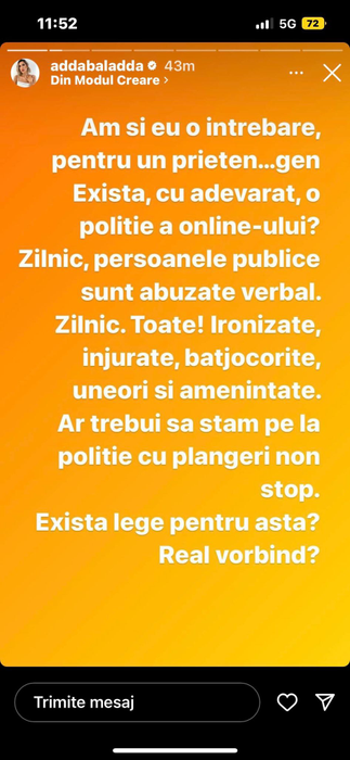 Adda a răbufnit! Artista a tras un semnal de alarmă în ceea ce privește abuzul din mediul online