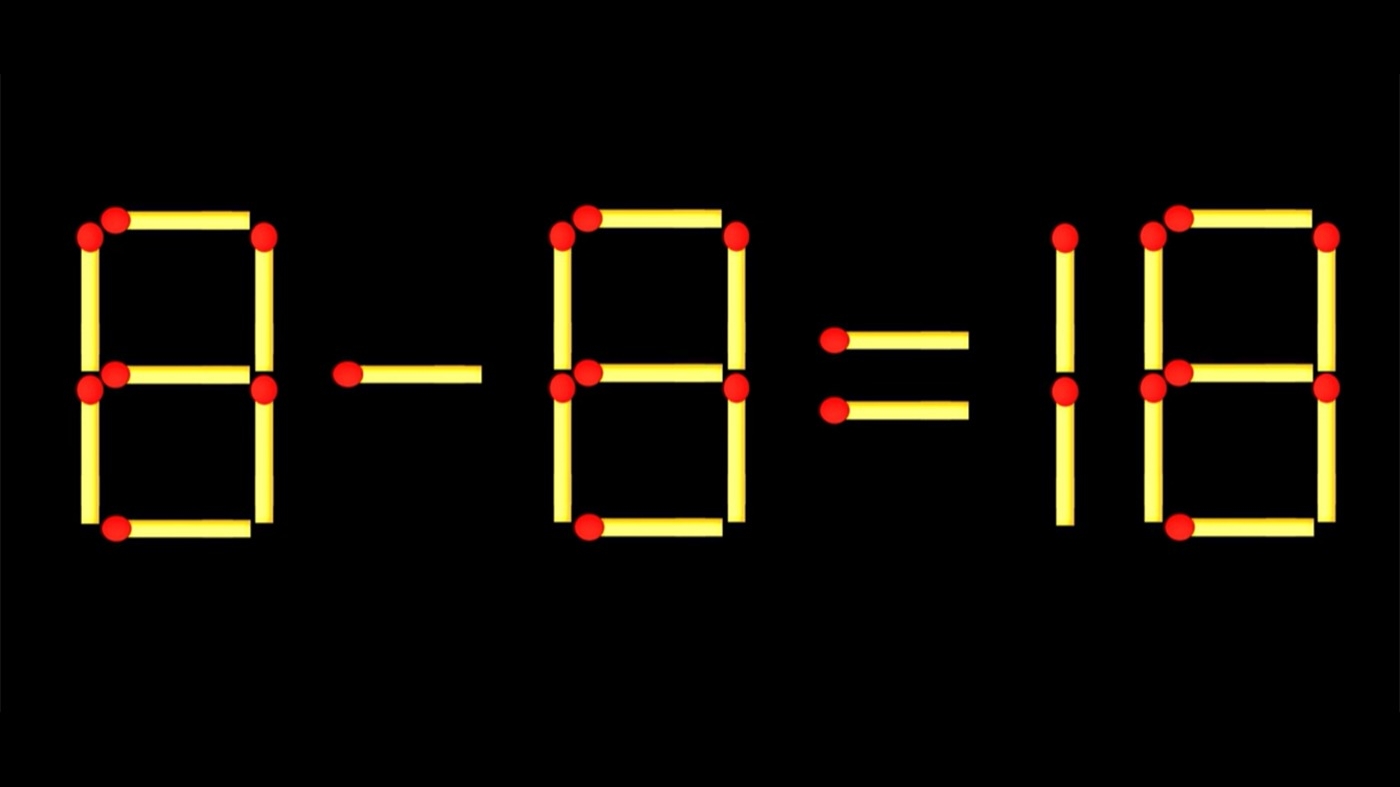 Test IQ cu chibrituri | Corectați 8 - 8 = 18, mutând un singur băț