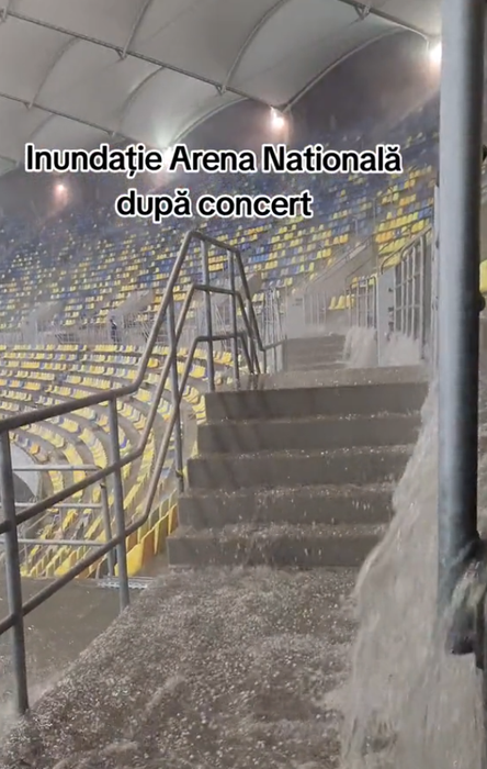 Inundație pe National Arena, după concertul Coldplay / sursă foto: Tik Tok