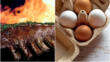 Coșul de cumpărături pentru Paște, mai scump! Cât vor costa un kilogram de miel și un cofrag cu 30 de ouă