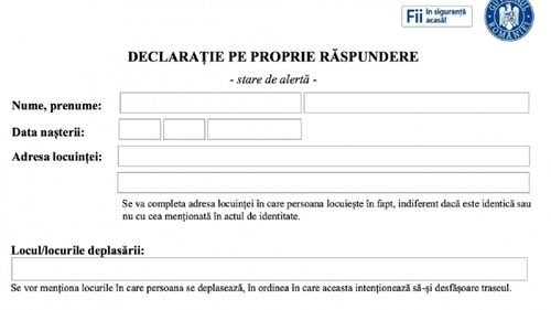 Ce trebuie să completezi în declarația pe propria răspundere, dacă treci printr-o localitate în carantină