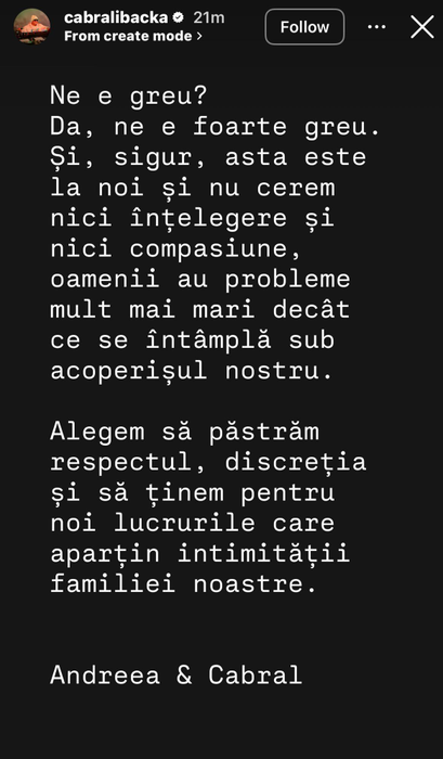 Cabral Ibacka a confirmat divorțul de Andreea! Primele declarații: ”Doi oameni care au ajuns să se piardă unul de celălalt”