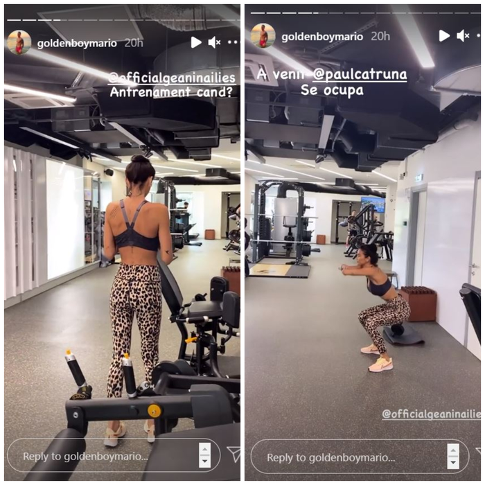Mario Fresh și Geanina Ilieș, la sală. 
Sursă foto: Capturi instagram