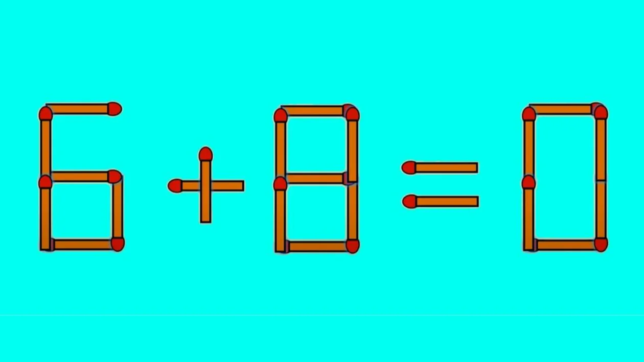 Test IQ cu chibrituri | Corectați 6 + 8 = 0, mutând un singur băț