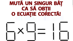Test de inteligență | Mută un singur chibrit pentru a transforma 6x9=16 într-o egalitate corectă