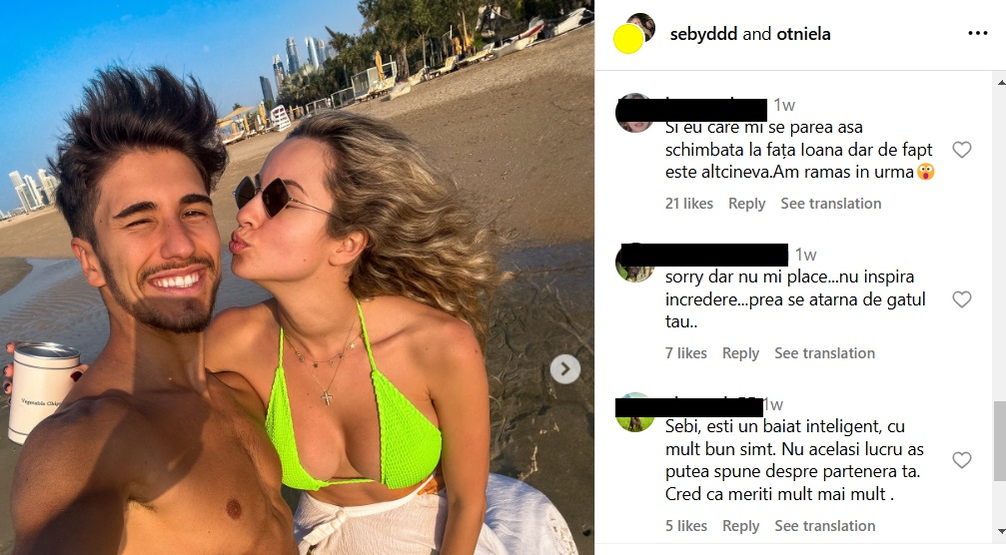 Comentarii de la fotografia postată de Sebi Dobrincu și Otniela / Foto: Instagram