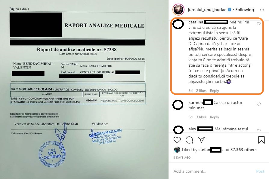 Așa glume? Ce replici haioase i-au spus prietenii lui Mihai Bendeac după ce a decis să publice rezultatul testului pentru coronavirus: “La câte moaște ai pupat…”