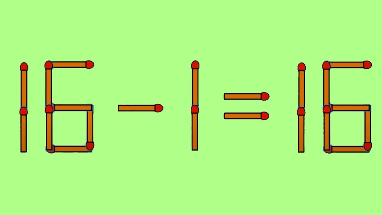Test IQ exclusiv pentru genii | Corectați 16 - 1 = 16, mutând un singur chibrit