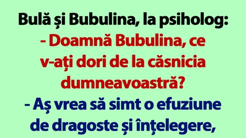 BANC | Bulă, Bubulina și psihologul conjugal