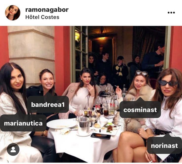 Monica Gabor alături de Mirunica și de prietenele ei pe terasa renumitului ”Costes”