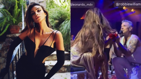 Robbie Williams, în genunchi în fața Mădălinei Ghenea! Imagini FABULOASE de la petrecerea unui milionar italian
