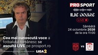 Ilie Dobre comentează LIVE pe ProSport.ro meciul C.S. Dinamo București – S.C. Popești Leordeni, sâmbătă, 24 octombrie 2026, de la ora 11:00