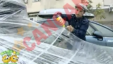 VIDEO Razvan si Dani, victimele farselor colegilor de la Neatza! Le-au infasurat masinile in folie din plastic