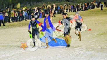 Cursa trasnitilor, castigata de monitorii de schi si piscina lor. Desculti pe partie