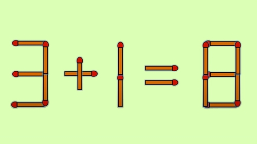 Test de inteligență | Mutați un singur chibrit, pentru a corecta 3 + 1 = 8