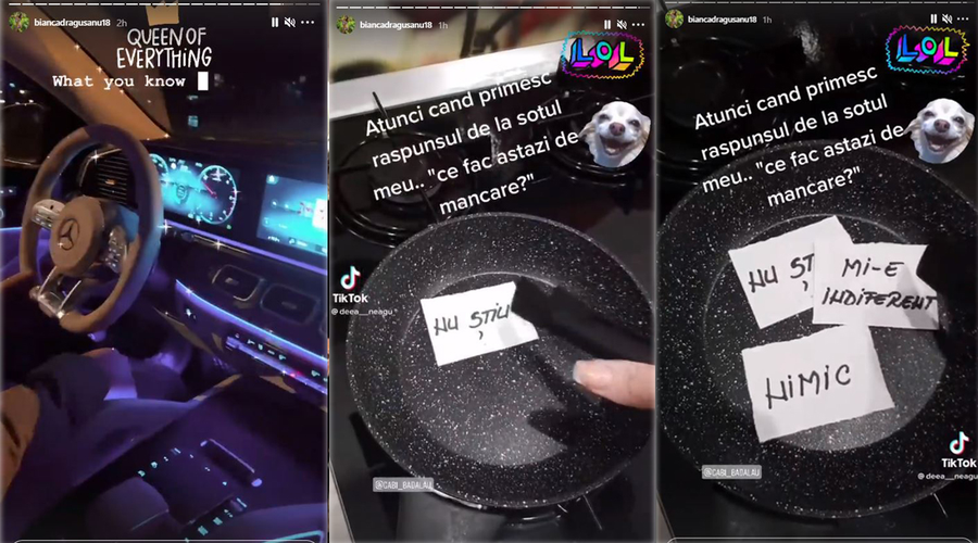 Bianca Drăguşanu a stârnit controverse după ce a distribuit pe Instagram Stories un clip care face ravagii pe TikTok! Și asta pentru că l-a etichetat pe Gabi Bădălău în imagini, după cum puteți vedea în poza din mijloc, dar și în cea din dreapta colajului