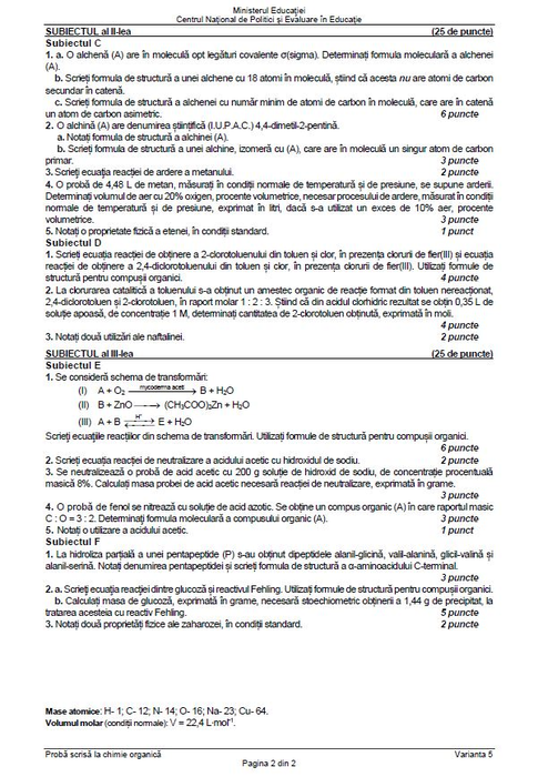 Subiectele la Chimie Organică (Part II)