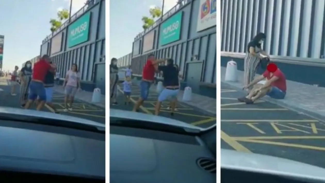 VIDEO șocant! Bătaie ca-n filme în fața unui mall din Târgoviște