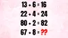 TEST IQ | Dacă 13+6=16, 22+4=24, 80+2=82, atunci cât face 67 + 8 = ?