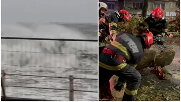 VIDEO | Vremea a produs pagube însemnate la Constanța! Cât de mari au fost valurile care au lovit litoralul românesc.