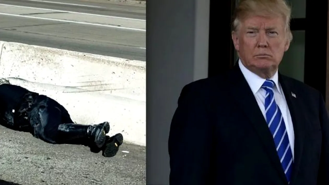 Motociclistul din coloana oficială a lui Donald Trump a făcut accident! Gestul uimitor al preşedintelui american